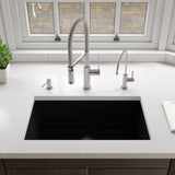 ALFI brand 30" Under Mount Fireclay Kitchen Sink, Black Matte, No Faucet Hole, AB3018UD-BM