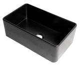 ALFI brand 30" Fireclay Farmhouse Sink, Black Matte, No Faucet Hole, ABF3018-BM