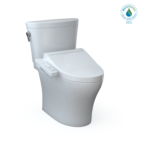 TOTO WASHLET+ Aquia IV Arc Two-Piece Elongated Dual Flush 1.28 and 0.9 GPF Toilet with C2 Bidet Seat, Cotton White, Vitreous China|Plastic, MW4483074CEMFGN#01