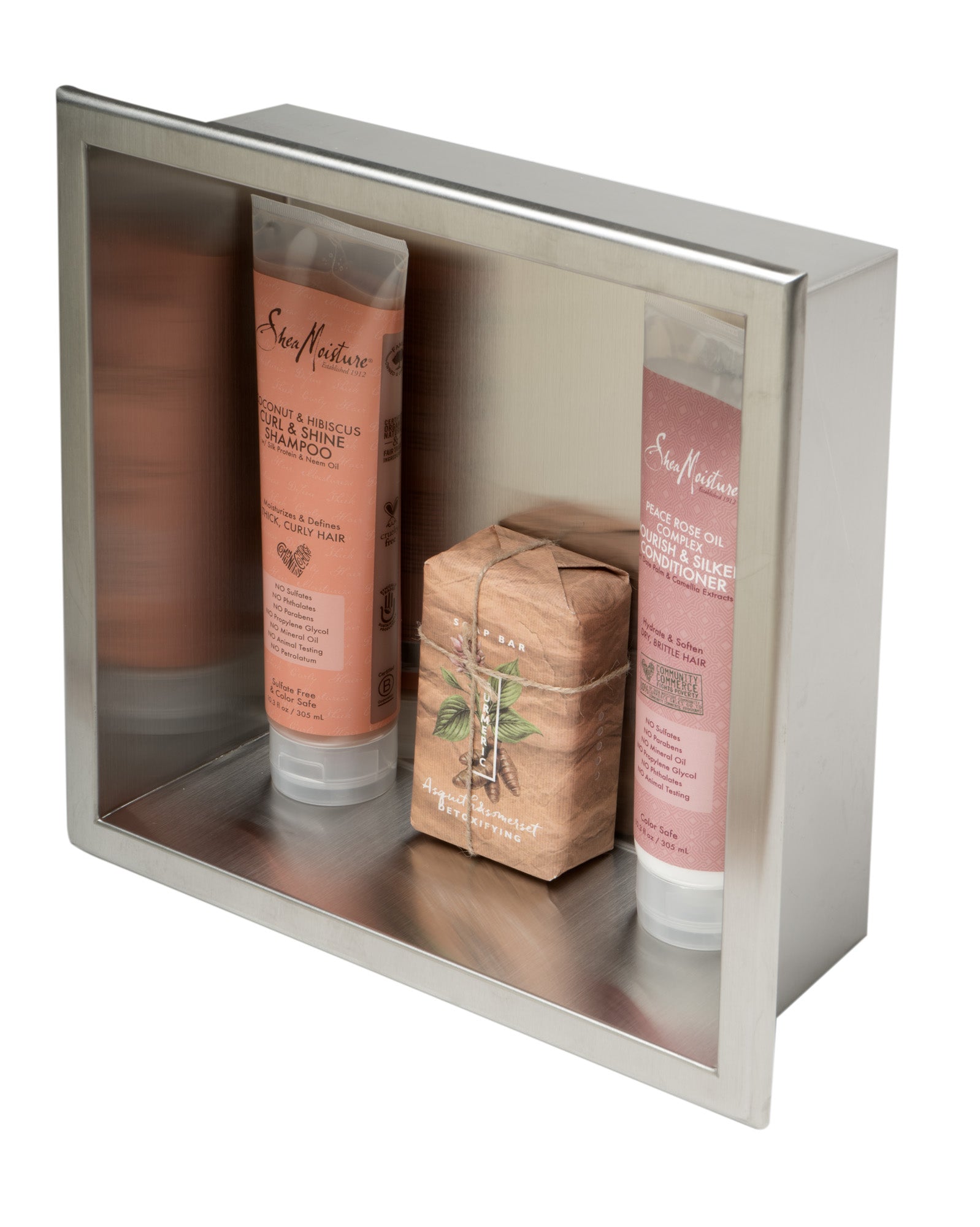 ALFI brand ABN1212-BSS 12 x 12 Brushed Stainless Steel Square Single Shelf Bath Shower Niche, 20 Gauge