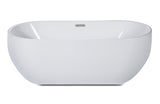 ALFI brand 59" Acrylic Free Standing Oval Soaking Bathtub, White, AB8838