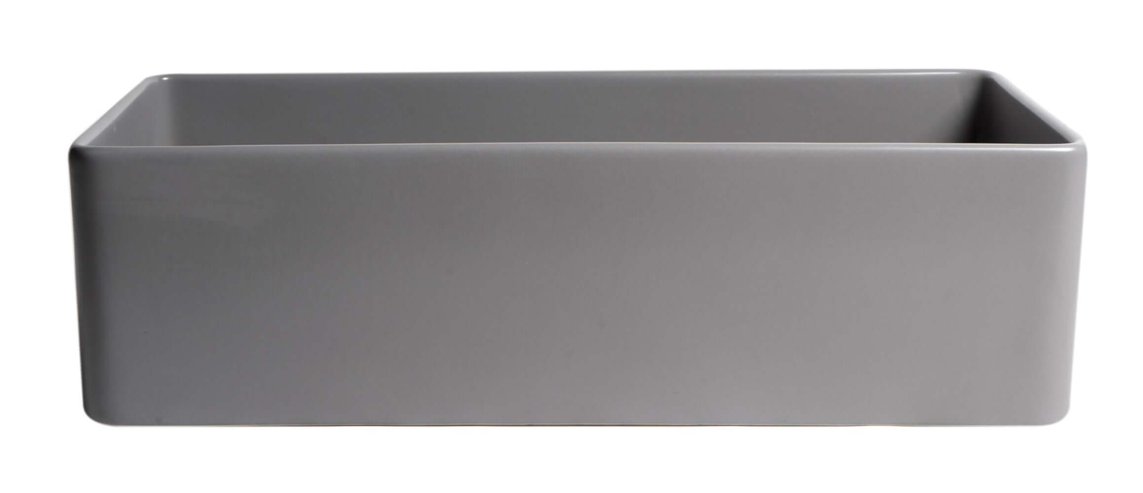 ALFI brand 36" Fireclay Farmhouse Sink, Gray Matte, No Faucet Hole, ABF3618-GM