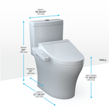 TOTO WASHLET+ Aquia IV Two-Piece Elongated Universal Height Dual Flush 1.28 and 0.9 GPF Toilet and WASHLET C2 Bidet Seat, Cotton White, Vitreous China|Plastic, MW4463074CEMFGN#01