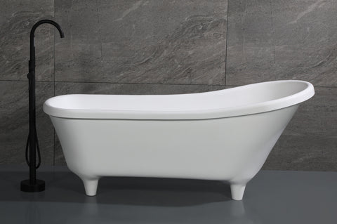 ALFI brand 68" Solid Surface Resin Free Standing Oval Bathtub, White Matte, AB9960