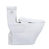 TOTO WASHLET+ Legato One-Piece Elongated 1.28 GPF Toilet with Auto Flush S7 Contemporary Bidet Seat, Cotton White, Vitreous China|Plastic, MW6244726CEFGA#01