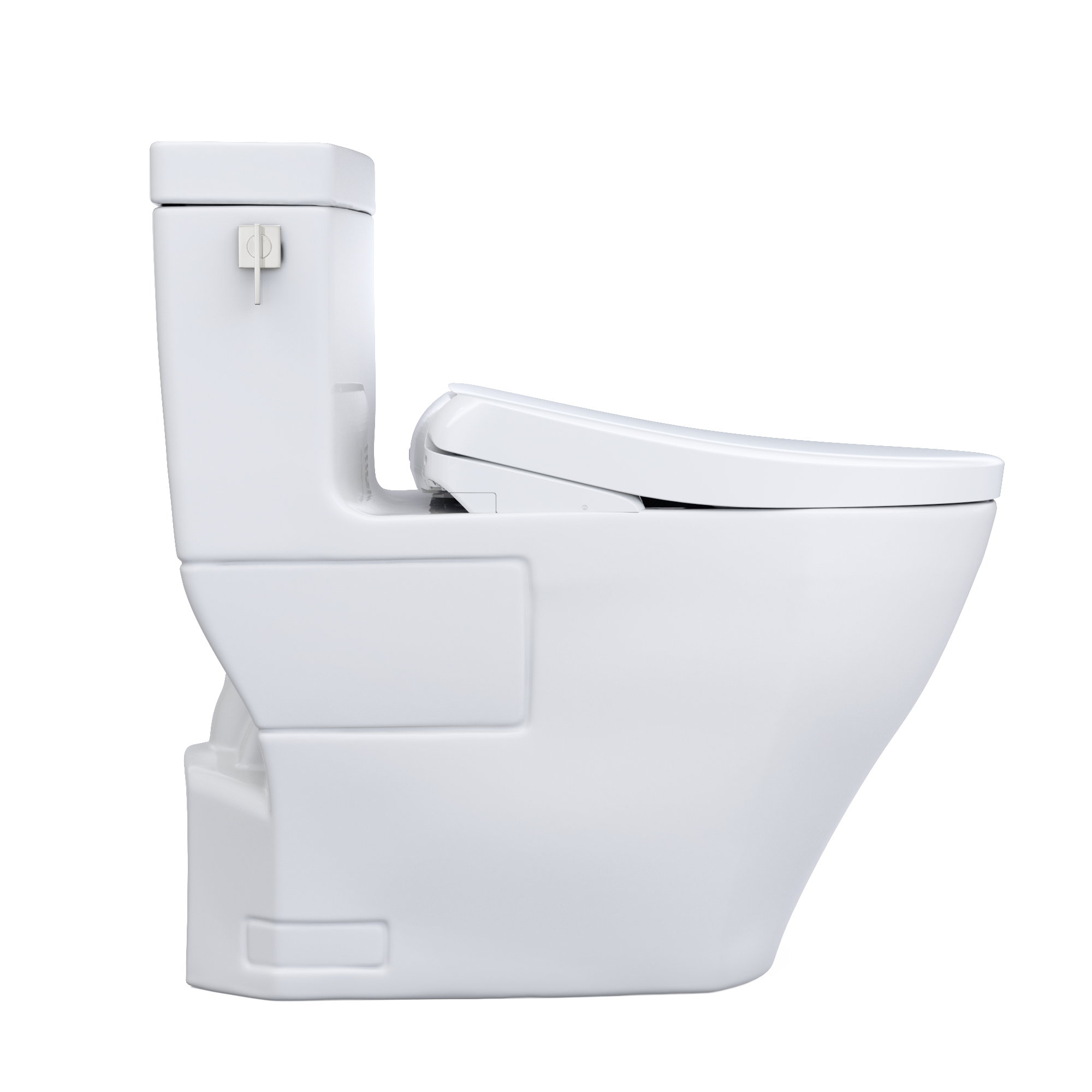TOTO WASHLET+ Legato One-Piece Elongated 1.28 GPF Toilet with Auto Flush S7A Contemporary Bidet Seat, Cotton White, Vitreous China|Plastic, MW6244736CEFGA#01