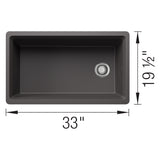 Blanco Inteos 33" Undermount Silgranit Workstation Kitchen Sink, Cinder, No Faucet Hole, 443313