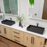 ALFI brand 24" x 13.63" Rectangle Above Mount Porcelain Bathroom Sink, Black Matte, No Faucet Hole, ABC902-BM