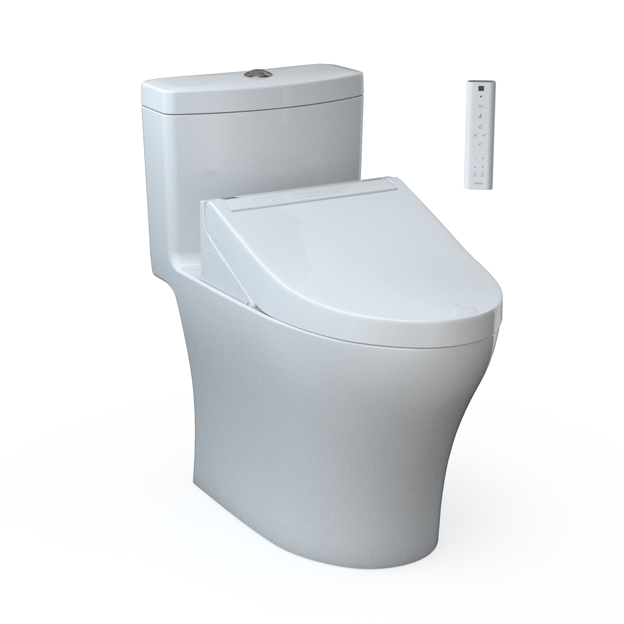 TOTO WASHLET+ Aquia IV One-Piece Elongated Dual Flush 1.28 and 0.9 GPF Toilet and WASHLET C5 Bidet Seat, Cotton White- Vitreous China|Plastic, MW6463084CEMFGN#01