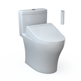 TOTO WASHLET+ Aquia IV One-Piece Elongated Dual Flush 1.28 and 0.9 GPF Toilet and WASHLET C5 Bidet Seat, Cotton White- Vitreous China|Plastic, MW6463084CEMFGN#01