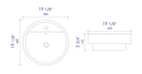 ALFI brand 19.13" x 19.13" Round Drop In Porcelain Bathroom Sink, White, 1 Faucet Hole, ABC702