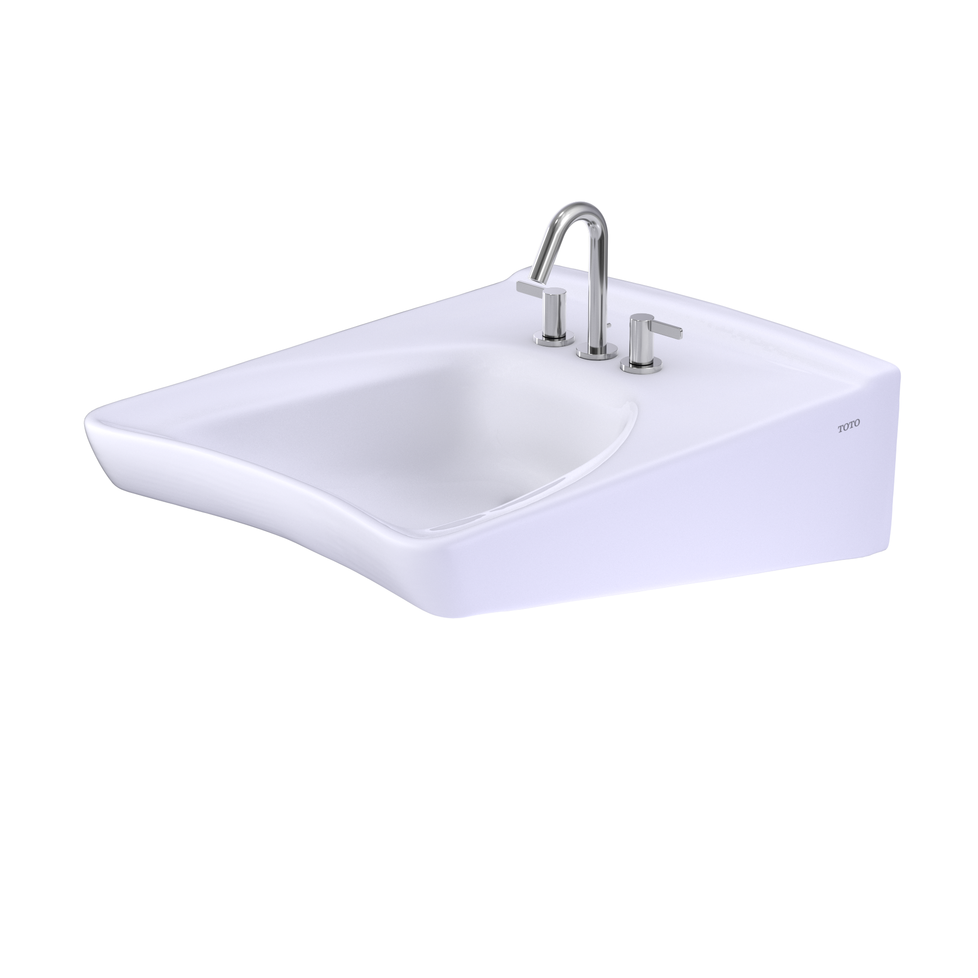 TOTO Commercial 20.5" x 27" Rectangle Wall-Mount Vitreous China Bathroom Sink, featuring 3 faucet holes and 1 soap dispenser hole, ADA Compliant, Cotton White, Model LT308.4#01