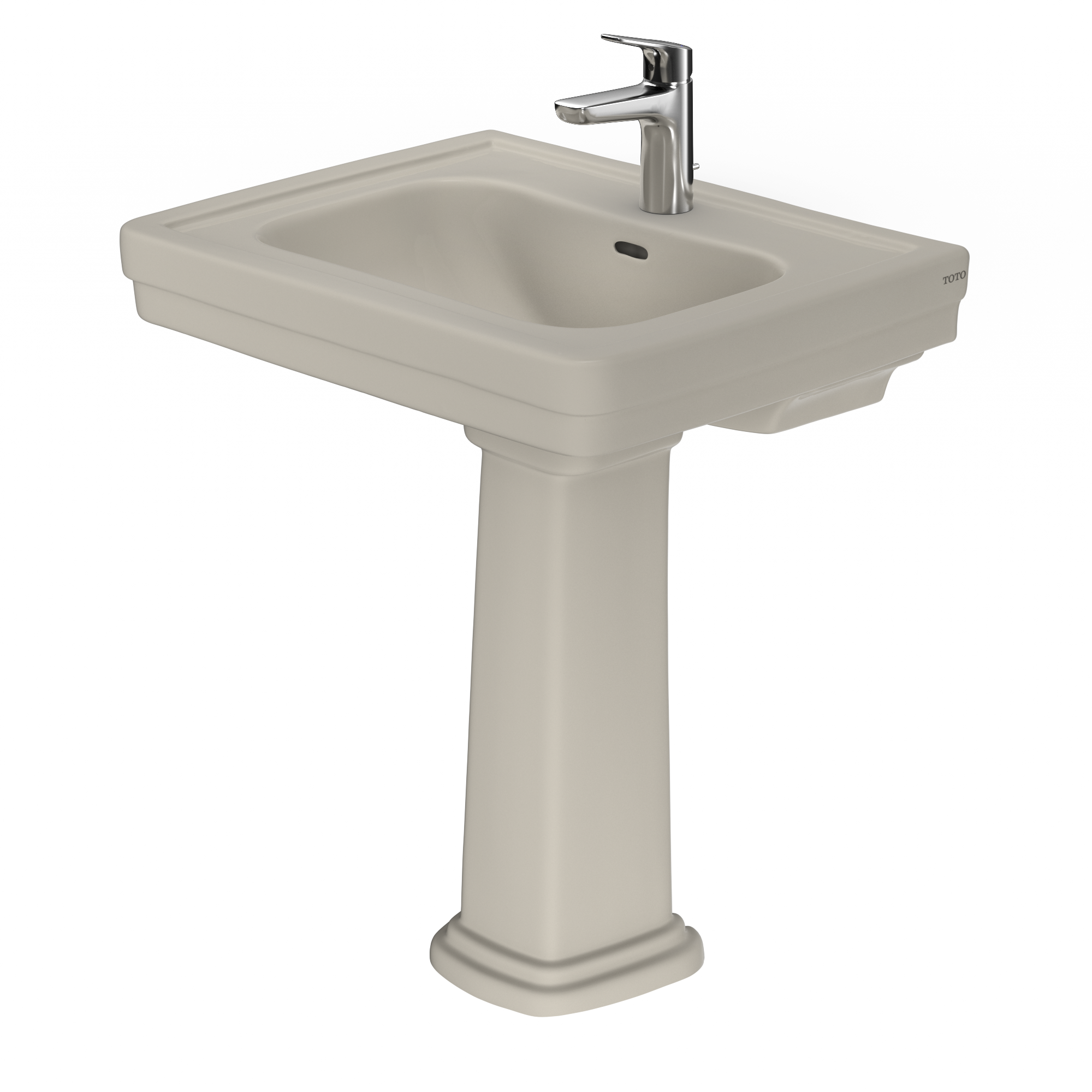 TOTO Promenade 27-1/2" x 22-1/4" Rectangular Pedestal Bathroom Sink for Single Hole Faucets, Bone, Vitreous China, LPT530N#03