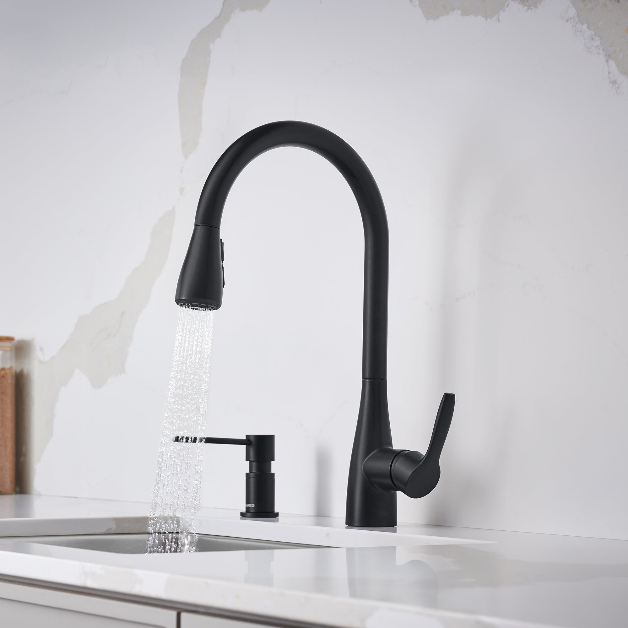Blanco Atura Pull-Down Dual-Spray Bar Faucet, Matte Black, 1.5 GPM, Brass, 443028