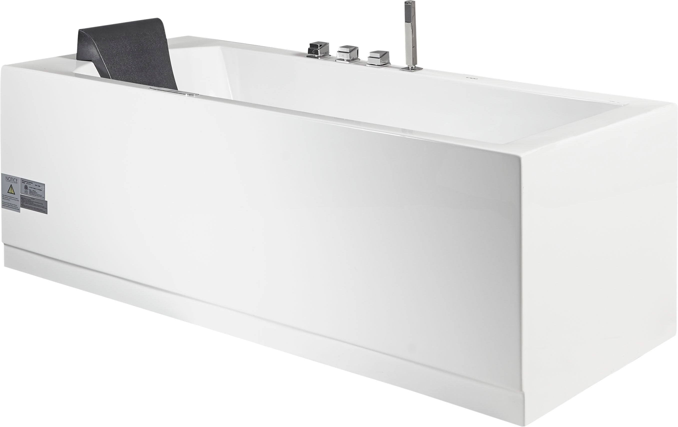 Eago 71" Acrylic Corner Rectangle Bathtub with Fixtures, White, AM154ETL-R6