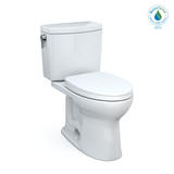 TOTO Drake II 1G Two-Piece Elongated 1.0 GPF Universal Height Toilet with CEFIONTECT and SS124 SoftClose Seat, WASHLET+ Ready, Cotton White, Vitreous China|Plastic, MS454124CUFG#01