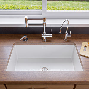 Alternate Image for ALFI brand 32" Dual Mount Fireclay Kitchen Sink, White, No Faucet Hole, ABF3219SUD-W