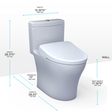 TOTO WASHLET+ Aquia IV One-Piece Elongated Dual Flush 1.28 and 0.9 GPF Toilet with Auto Flush S7A Contemporary Bidet Seat, Cotton White, Vitreous China|Plastic, MW6464736CEMFGNA#01