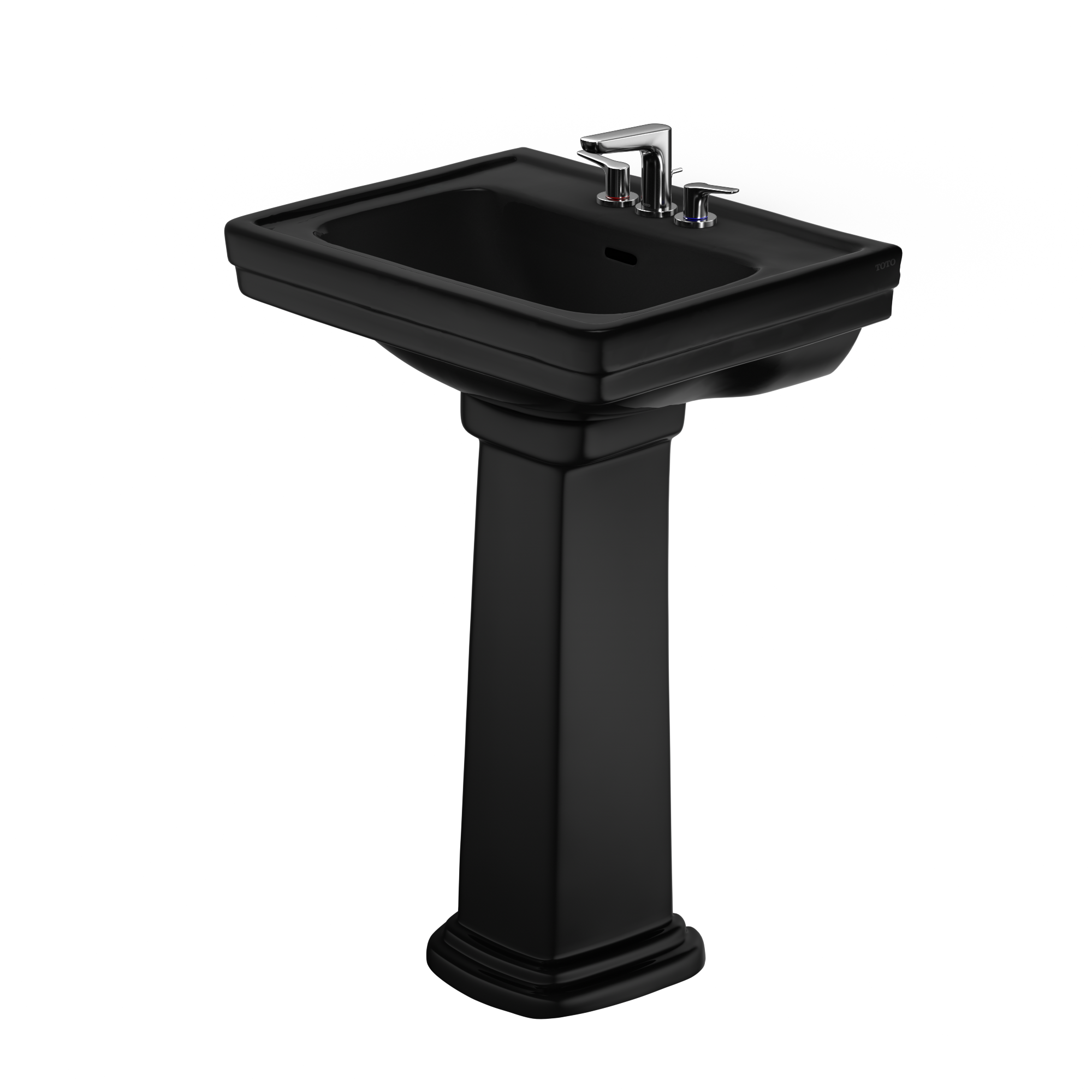 TOTO Promenade 24" x 19-1/4" Rectangular Pedestal Bathroom Sink for 4 inch Center Faucets, Ebony, Vitreous China, LPT532.4N#51