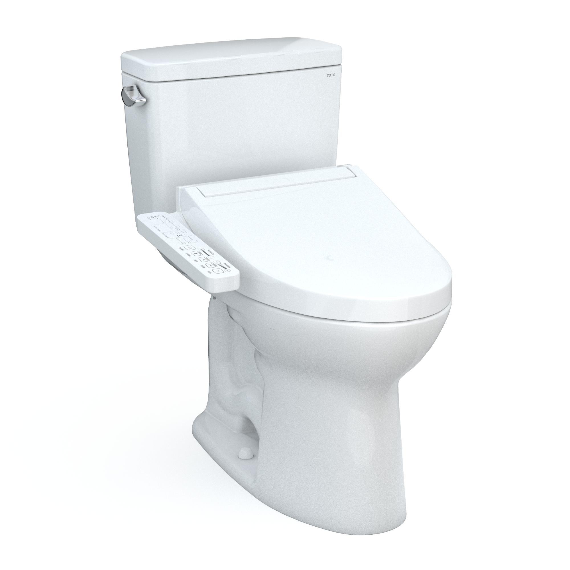 TOTO Drake WASHLET+ Two-Piece Elongated 1.6 GPF Universal Height TORNADO FLUSH Toilet with C2 Bidet Seat, Cotton White, Vitreous China, MW7763074CSFG#01