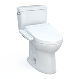 TOTO Drake WASHLET+ Two-Piece Elongated 1.6 GPF Universal Height TORNADO FLUSH Toilet with C2 Bidet Seat, Cotton White, Vitreous China, MW7763074CSFG#01