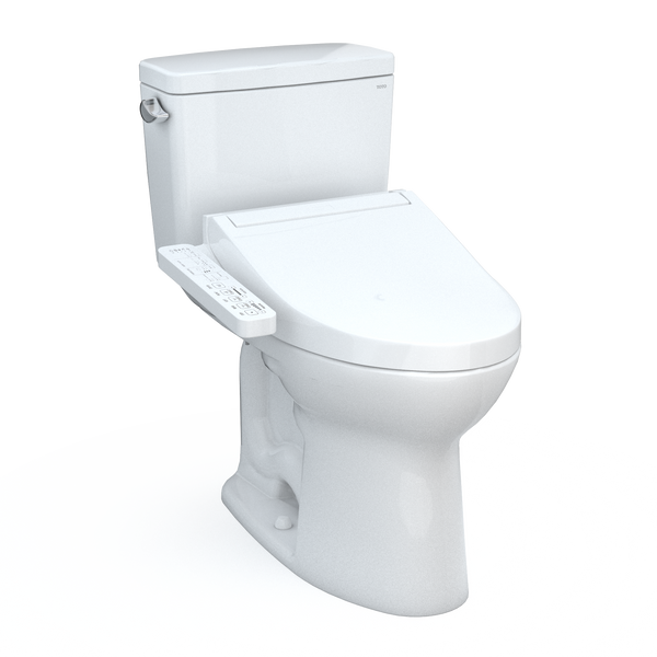 TOTO Drake WASHLET+ Two-Piece Elongated 1.6 GPF Universal Height TORNADO FLUSH Toilet with C2 Bidet Seat, Cotton White, Vitreous China, MW7763074CSFG#01