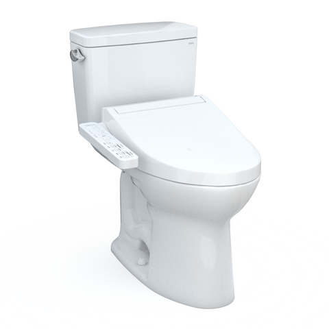 TOTO Drake WASHLET+ Two-Piece Elongated 1.6 GPF Universal Height TORNADO FLUSH Toilet with C2 Bidet Seat, Cotton White, Vitreous China, MW7763074CSFG#01