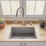 ALFI brand 27" Dual Mount Fireclay Kitchen Sink, Gray Matte, No Faucet Hole, ABF2718UD-GM