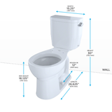 TOTO Entrada Two-Piece Round 1.28 GPF Universal Height Toilet with Right-Hand Trip Lever, Cotton White, Vitreous China, CST243EFR#01