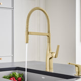 Blanco Rivana Semi-Pro Pull-Down Dual-Spray Kitchen Faucet, Satin Gold, 1.5 GPM, Brass, 442984