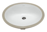 Eago 17.75" x 15" Oval Under Mount Porcelain Bathroom Sink, White, No Faucet Hole, BC224