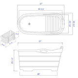 ALFI brand 57" Rubber Wood Free Standing Oval Soaking Bathtub, Natural Wood, AB1187