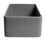 ALFI brand 33" Fireclay Farmhouse Sink, Gray Matte, No Faucet Hole, ABF3318S-GM