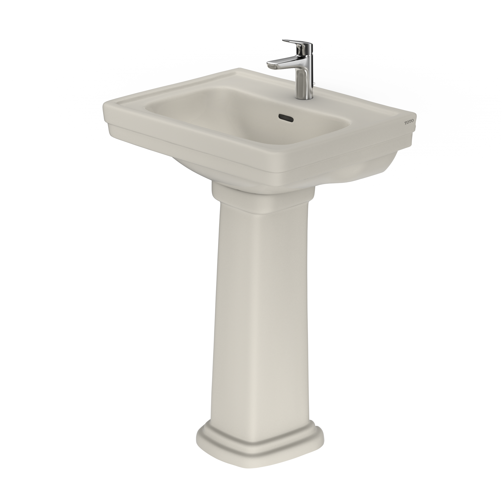 TOTO Promenade 24" x 19-1/4" Rectangular Pedestal Bathroom Sink for Single Hole Faucets, Sedona Beige, Vitreous China, LPT532N#12