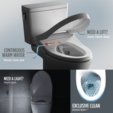 TOTO WASHLET+ Connelly Two-Piece Elongated Dual Flush 1.28 and 0.9 GPF Toilet, Classic WASHLET S7A Bidet Seat with Auto Flush and Auto Open/Close Lid, Cotton White, Vitreous China|Plastic, MW4944734CEMFGA#01