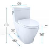 TOTO Aimes WASHLET+ One-Piece Elongated 1.28 GPF Universal Height Skirted Toilet with CEFIONTECT, Cotton White, Vitreous China, MS626124CEFG#01