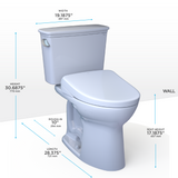 TOTO Drake Transitional WASHLET+ Two-Piece Elongated 1.28 GPF Universal Height TORNADO FLUSH Toilet and S7 Bidet Seat with Auto Flush, Cotton White, Vitreous China|Plastic, MW7864726CEFGA.10#01