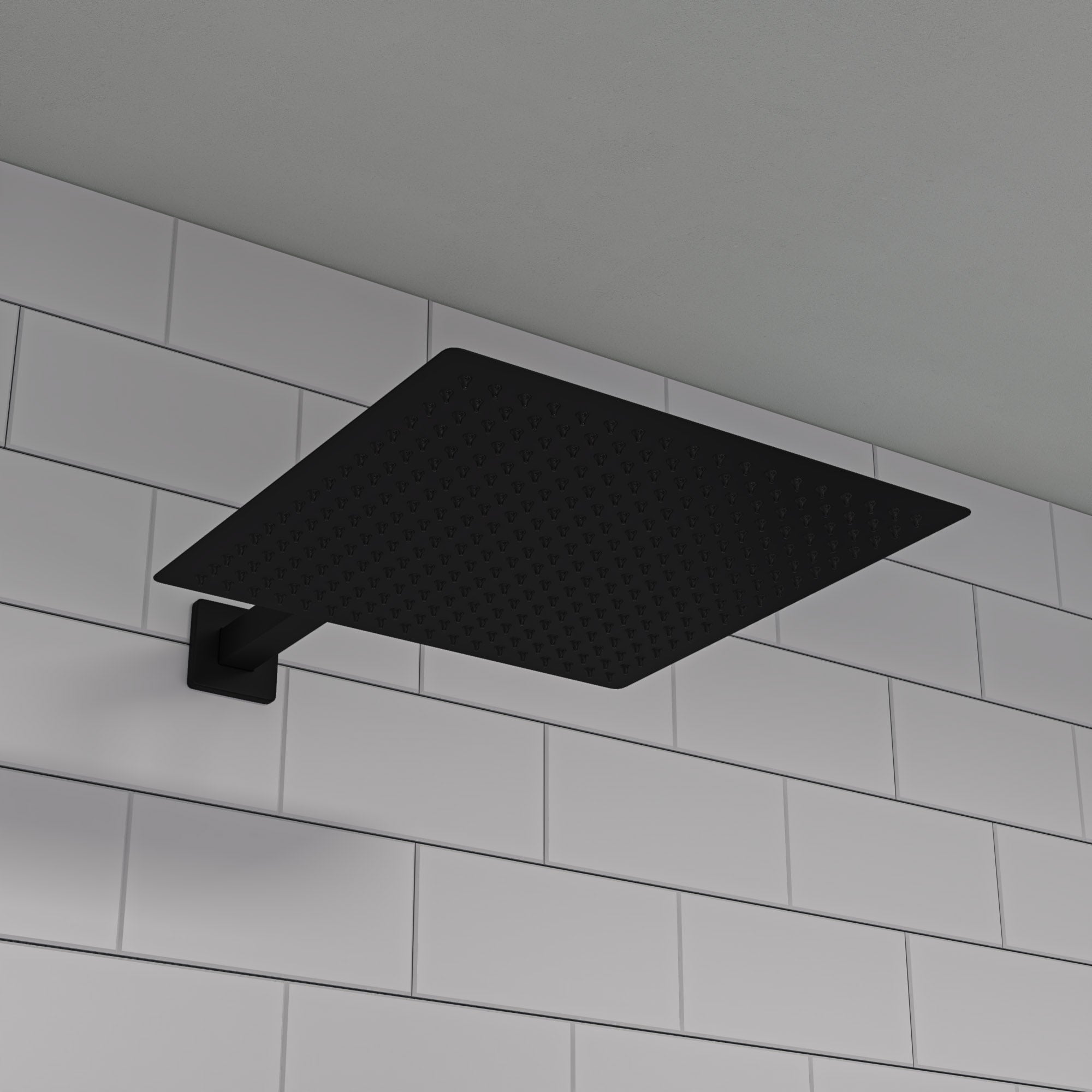 ALFI brand RAIN16S-BM Matte Black Stainless Steel 16" Square Ultra-Thin Rain Shower Head, Black Matte