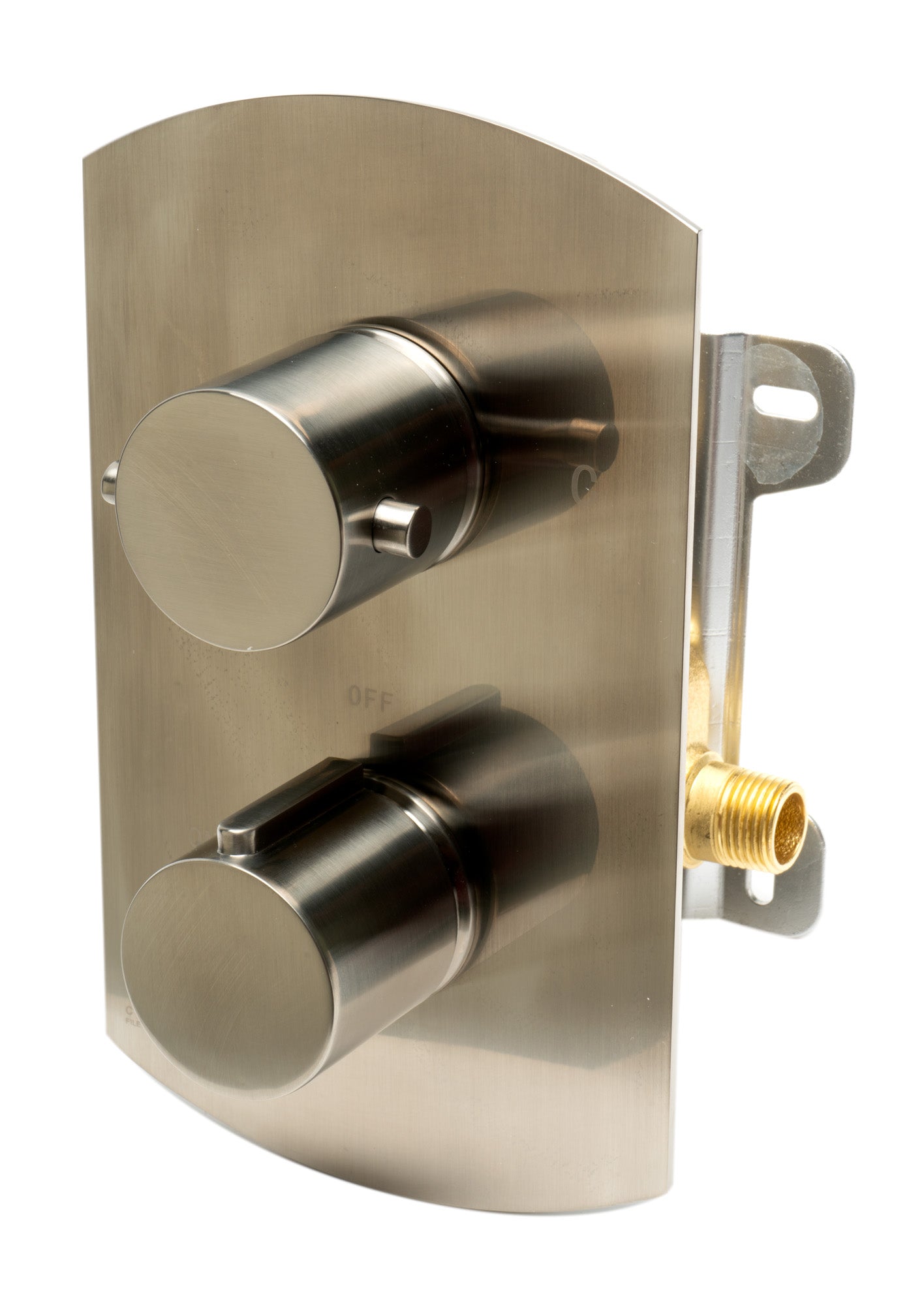 ALFI brand AB3809-BN Brushed Nickel Round Knob 1 Way Thermostatic Shower Mixer, Brass