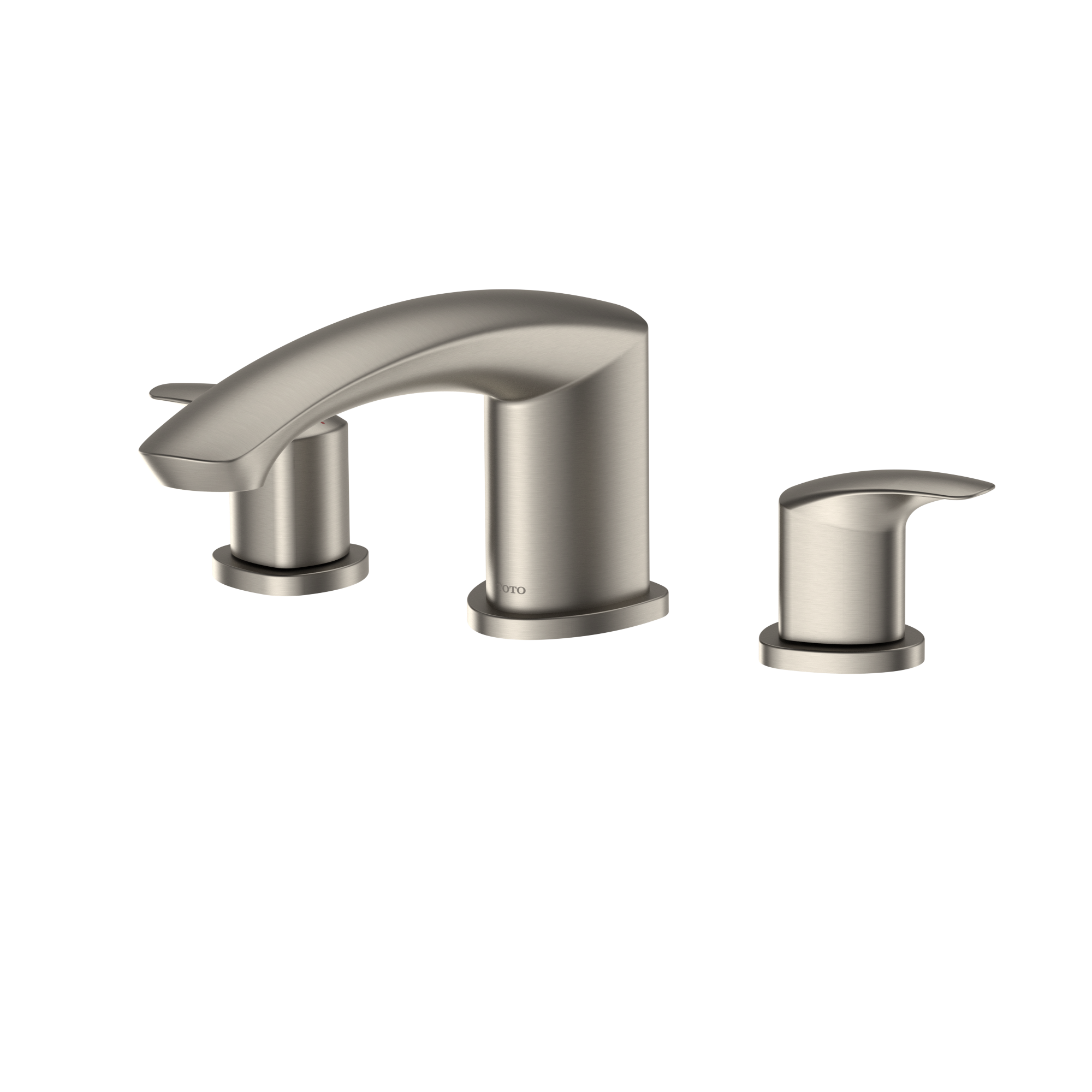 TOTO GM Two-Handle Deck-Mount Roman Tub Filler Trim, Brushed Nickel, Brass, TBG09201U#BN