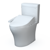 TOTO WASHLET+ Aquia IV Cube Two-Piece Elongated Dual Flush 1.28 and 0.9 GPF Toilet with C2 Bidet Seat, Cotton White, Vitreous China|Plastic, MW4363074CEMFGN#01