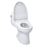 TOTO WASHLET+ Supreme II One-Piece Elongated 1.28 GPF Toilet and WASHLET+ S7A Contemporary Bidet Seat, Cotton White, Vitreous China|Plastic, MW6344736CEFG#01