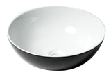 ALFI brand 15.13" x 15.13" Round Above Mount Porcelain Bathroom Sink, Black & White, No Faucet Hole, ABC906