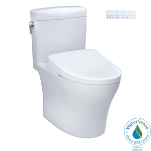Alternate Image for TOTO WASHLET+ Aquia IV Cube Two-Piece Elongated Dual Flush 1.28 and 0.9 GPF Toilet with Auto Flush S7A Contemporary Bidet Seat, Cotton White, Vitreous China|Plastic, MW4364736CEMFGNA#01