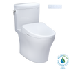 TOTO WASHLET+ Aquia IV Cube Two-Piece Elongated Dual Flush 1.28 and 0.9 GPF Toilet with Auto Flush S7A Contemporary Bidet Seat, Cotton White, Vitreous China|Plastic, MW4364736CEMFGNA#01