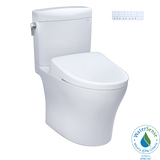 TOTO WASHLET+ Aquia IV Cube Two-Piece Elongated Dual Flush 1.28 and 0.9 GPF Toilet with Auto Flush S7 Contemporary Bidet Seat, Cotton White, Vitreous China|Plastic, MW4364726CEMFGNA#01