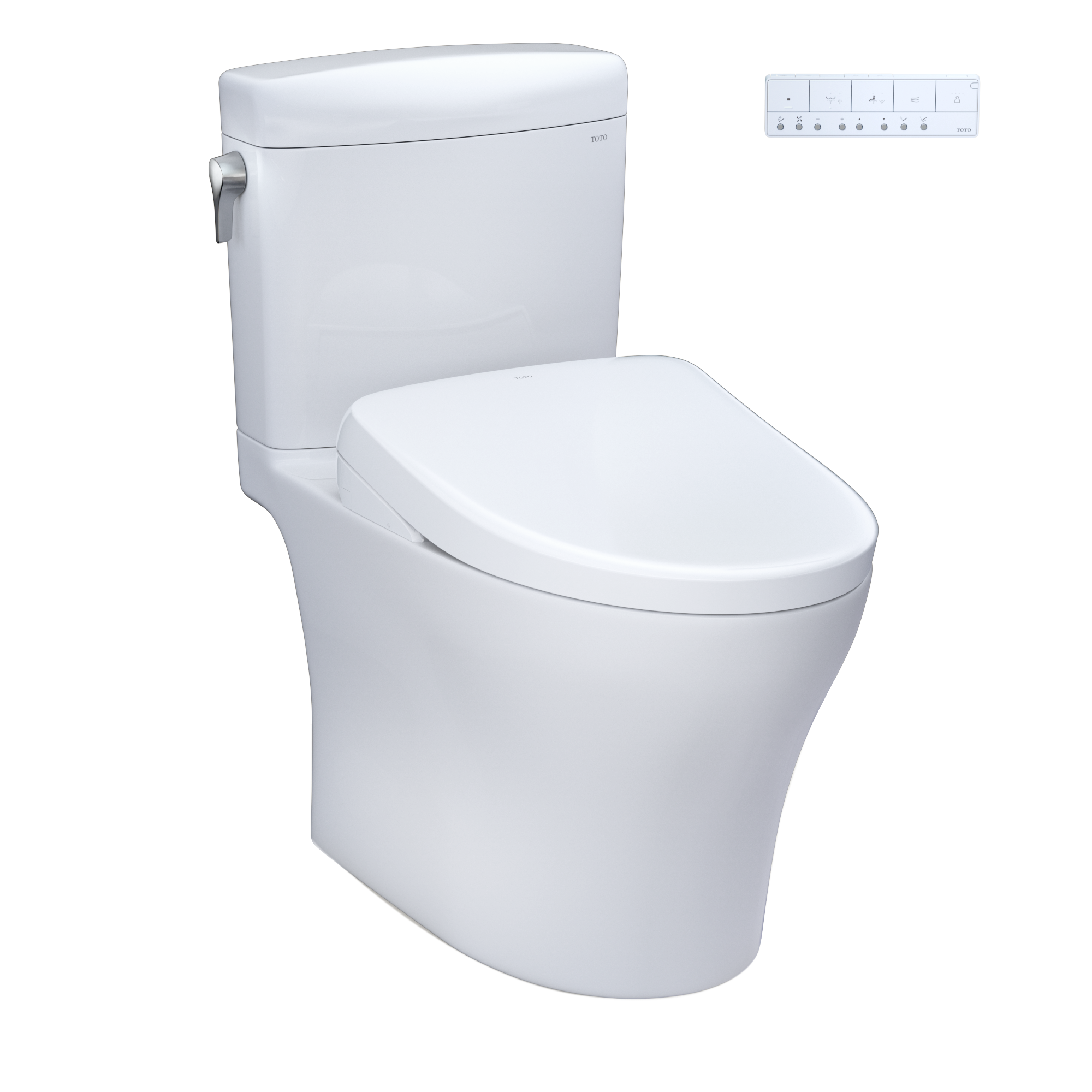 TOTO WASHLET+ Aquia IV Cube Two-Piece Elongated Dual Flush 1.28 and 0.9 GPF Toilet with Auto Flush S7 Contemporary Bidet Seat, Cotton White, Vitreous China|Plastic, MW4364726CEMFGNA#01