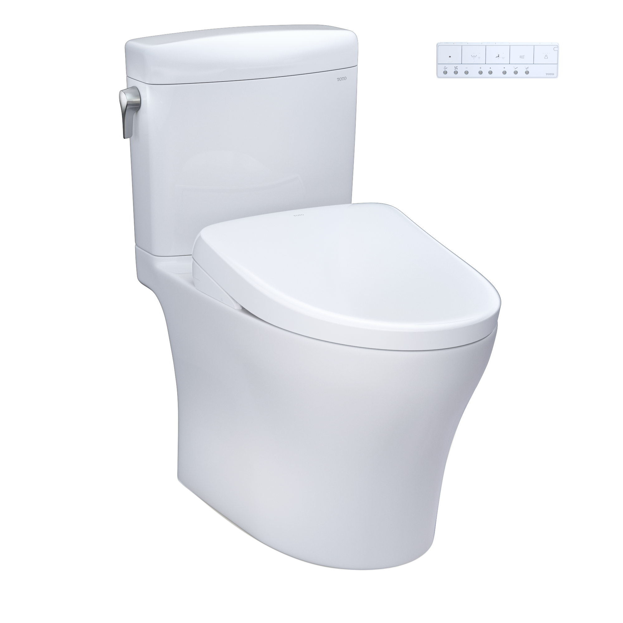 TOTO WASHLET+ Aquia IV Cube Two-Piece Elongated Dual Flush 1.28 and 0.9 GPF Toilet with Auto Flush S7A Contemporary Bidet Seat, Cotton White, Vitreous China|Plastic, MW4364736CEMFGNA#01