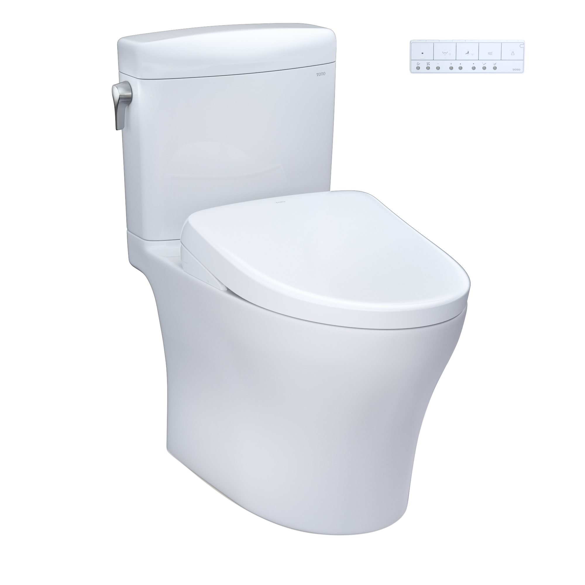 TOTO WASHLET+ Aquia IV Cube Two-Piece Elongated Dual Flush 1.28 and 0.9 GPF Toilet with S7 Contemporary Bidet Seat, Cotton White, Vitreous China|Plastic, MW4364726CEMFGN#01