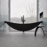 ALFI brand 79" Acrylic Wall Mount Oval Bathtub, Black Matte, HammockTub1-BM